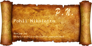 Pohli Nikoletta névjegykártya